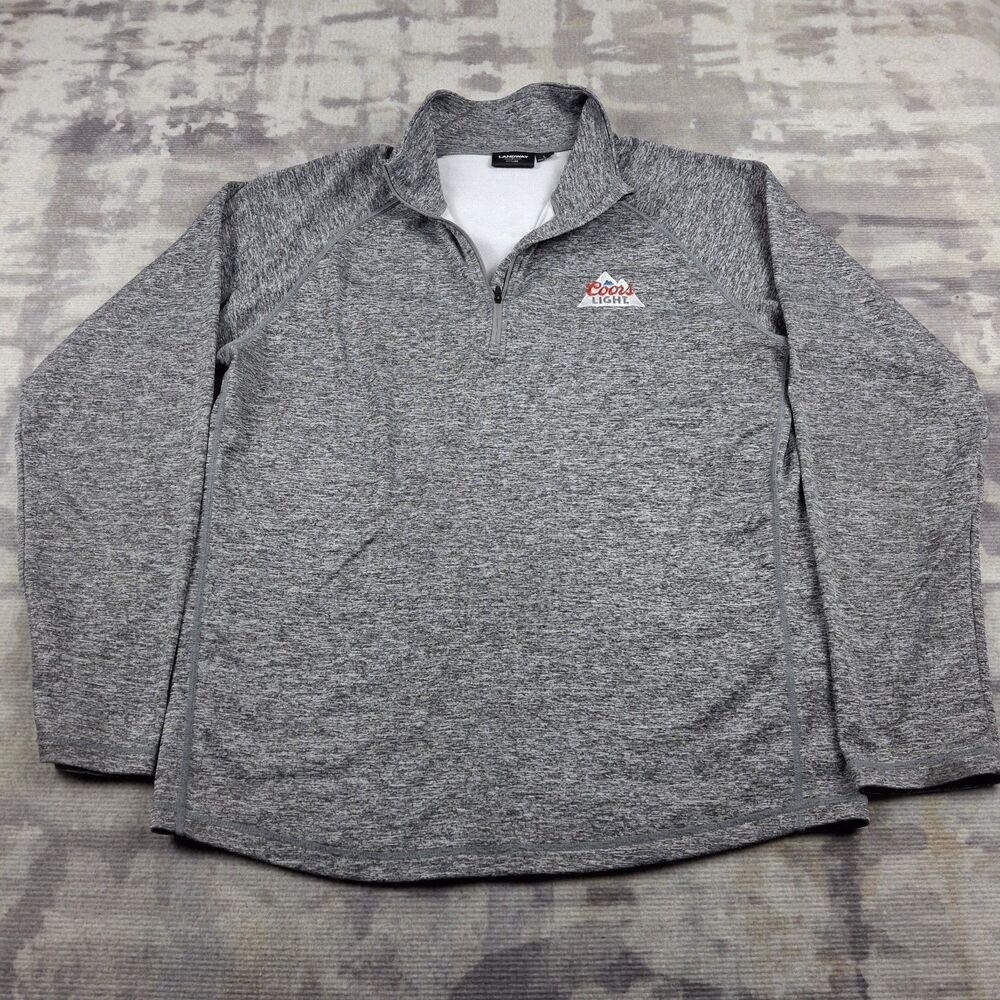 Landway Coors Light Pullover Mens L Gray Heather 1/4 Zip Beer Promo Sweatshirt